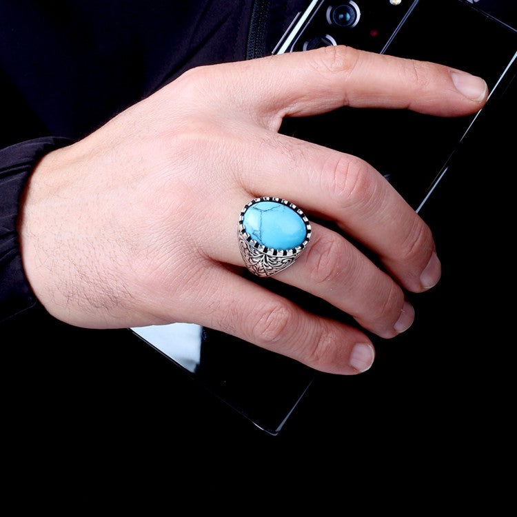 Herrenring aus 925er Silber mit Türkisstein