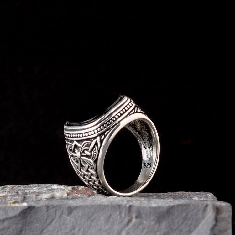 Onyx pierre 925 sterling argent d'hommes