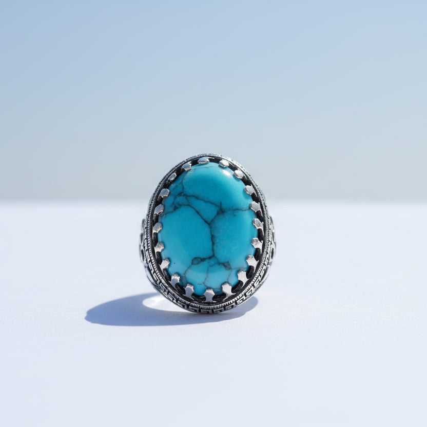 925er Silberring mit echtem Türkisstein