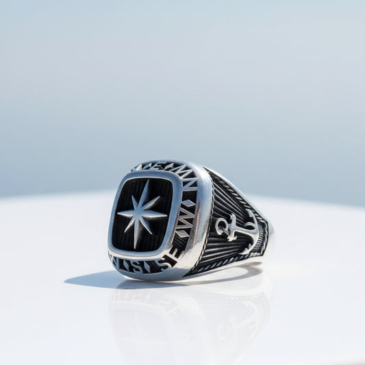 Sea Anchor Compass Model Men's Ring