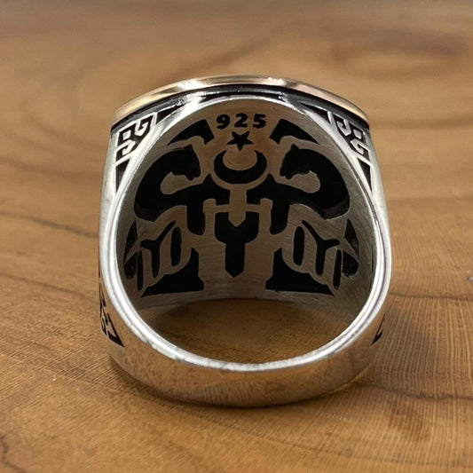 Bague en argent Bozkurt écrite en Gokturk personnalisée