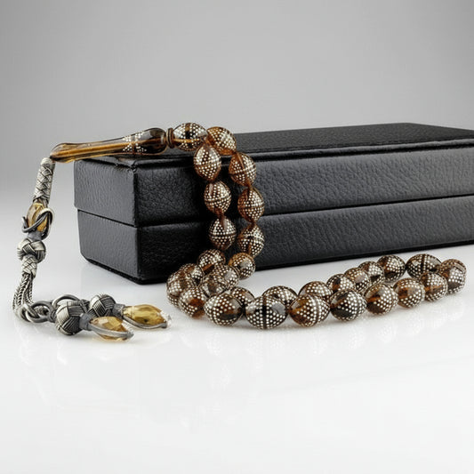 Spezielle Design-Gebetsperlen aus Feuerbernstein – Kazaz-Quaste