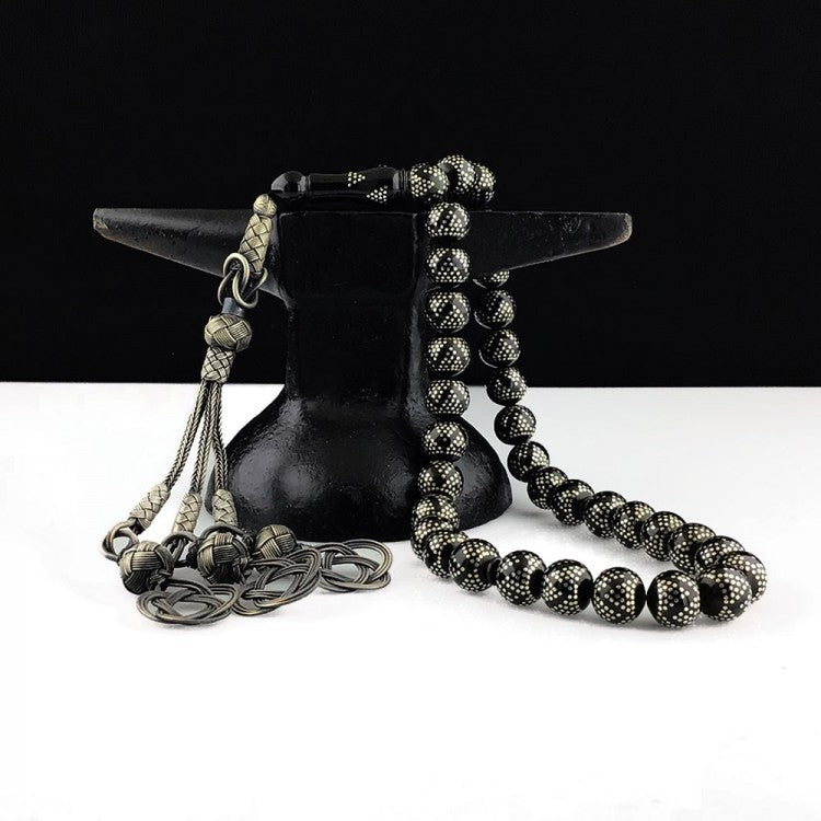 Siyah Ateş Kehribar Tesbih – Kazaziye Püsküllü