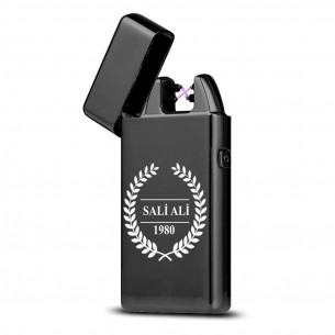 Personalised Arc Lighter USB Electric Dual Rechargeable Flameless Engraved Gift Box