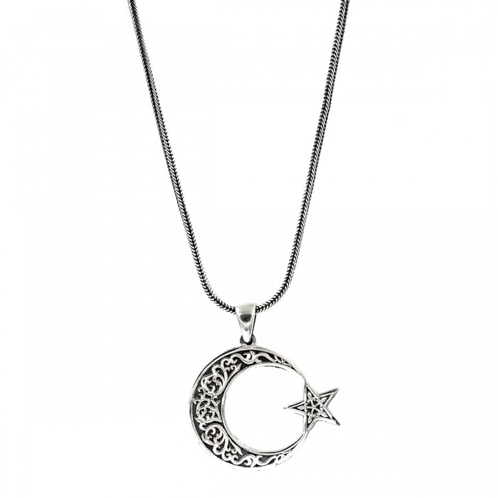 Moon Star Necklace in 925 Sterling Silver