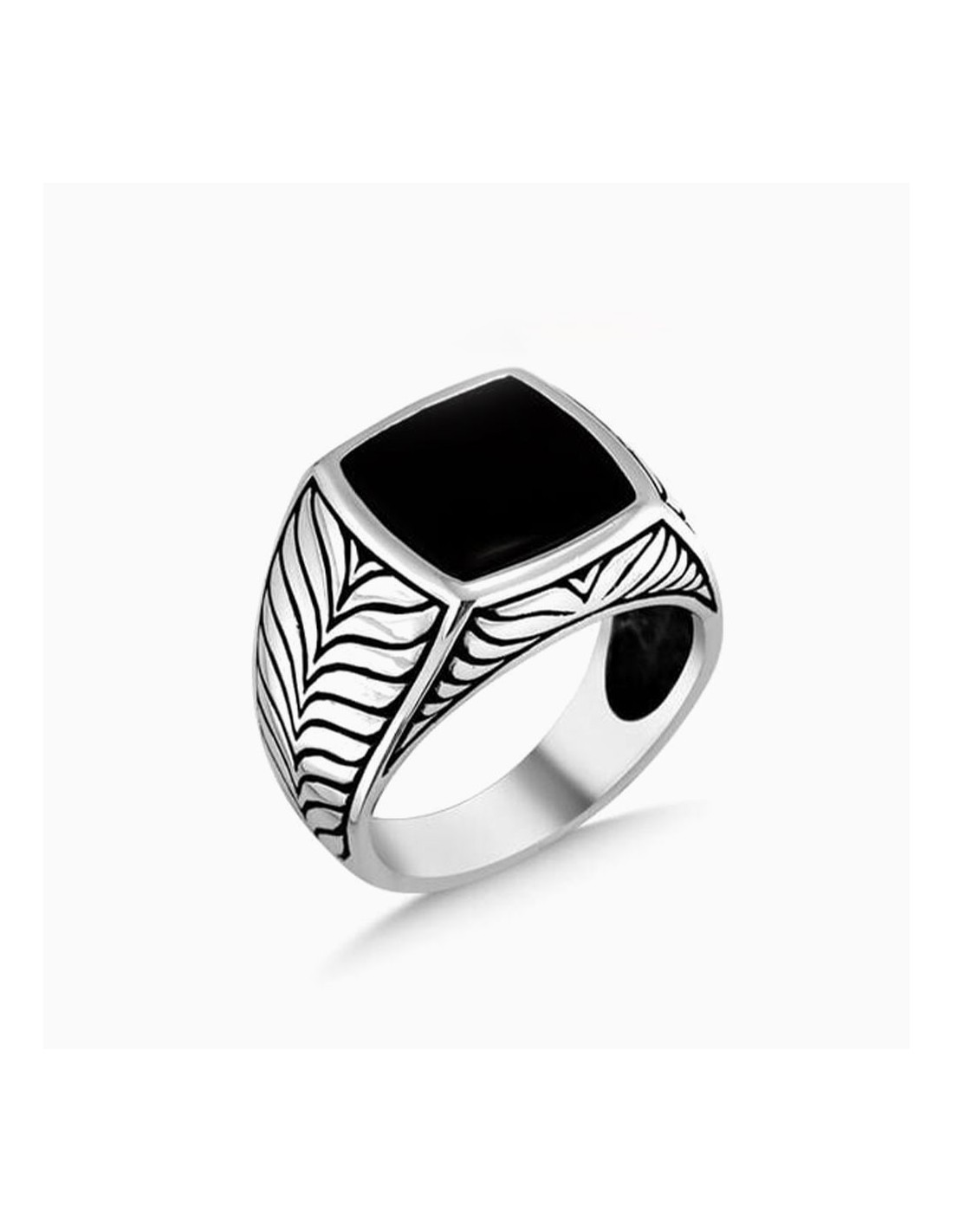 Silver Men's Ring with Black Onyx Stone