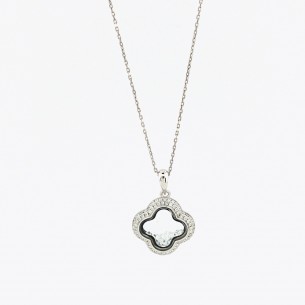 Pave CZ Circle Necklace in...