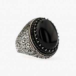 Silver Men Ring with Onyx...