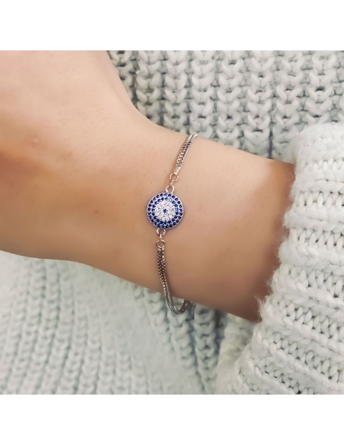 Pure Silver Round Gold Plated Evil Eye Bracelet – Curio Cottage