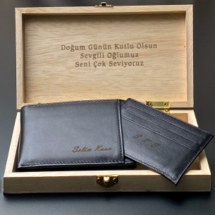 Personalized Leather Wallet for Men, Engraved Wallet in Gift Box  (optional), Custom Wallet with Monogram, Name, Anniversary, Birthday,  Graduation
