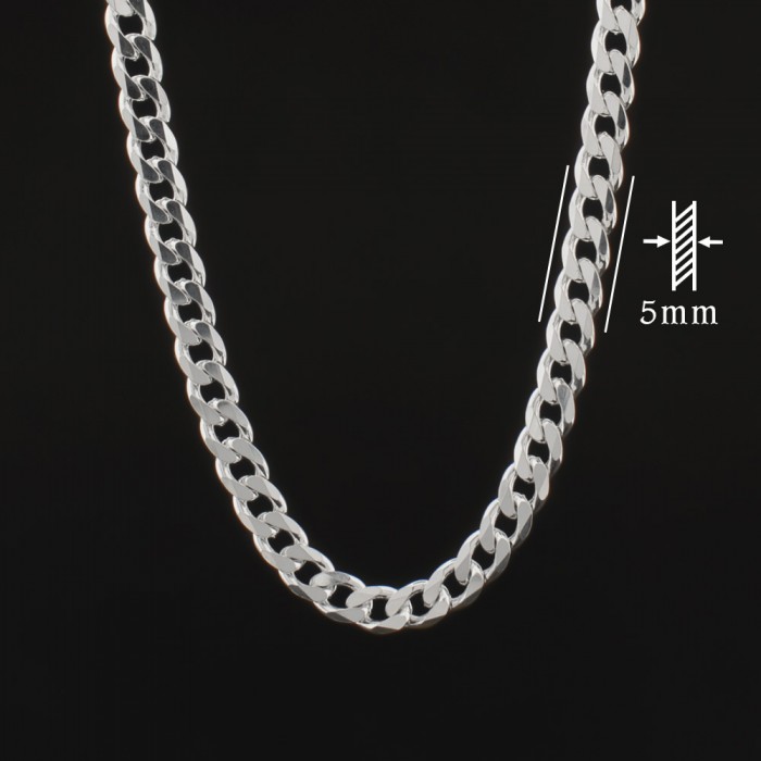 925 Sterling Silver Cuban Chain Necklace for Men