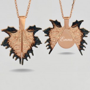 Tree Leaf Silver Name Necklace