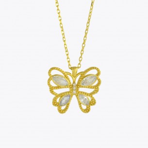 Zircon Stone butterfly Design Sterling Silver Necklace