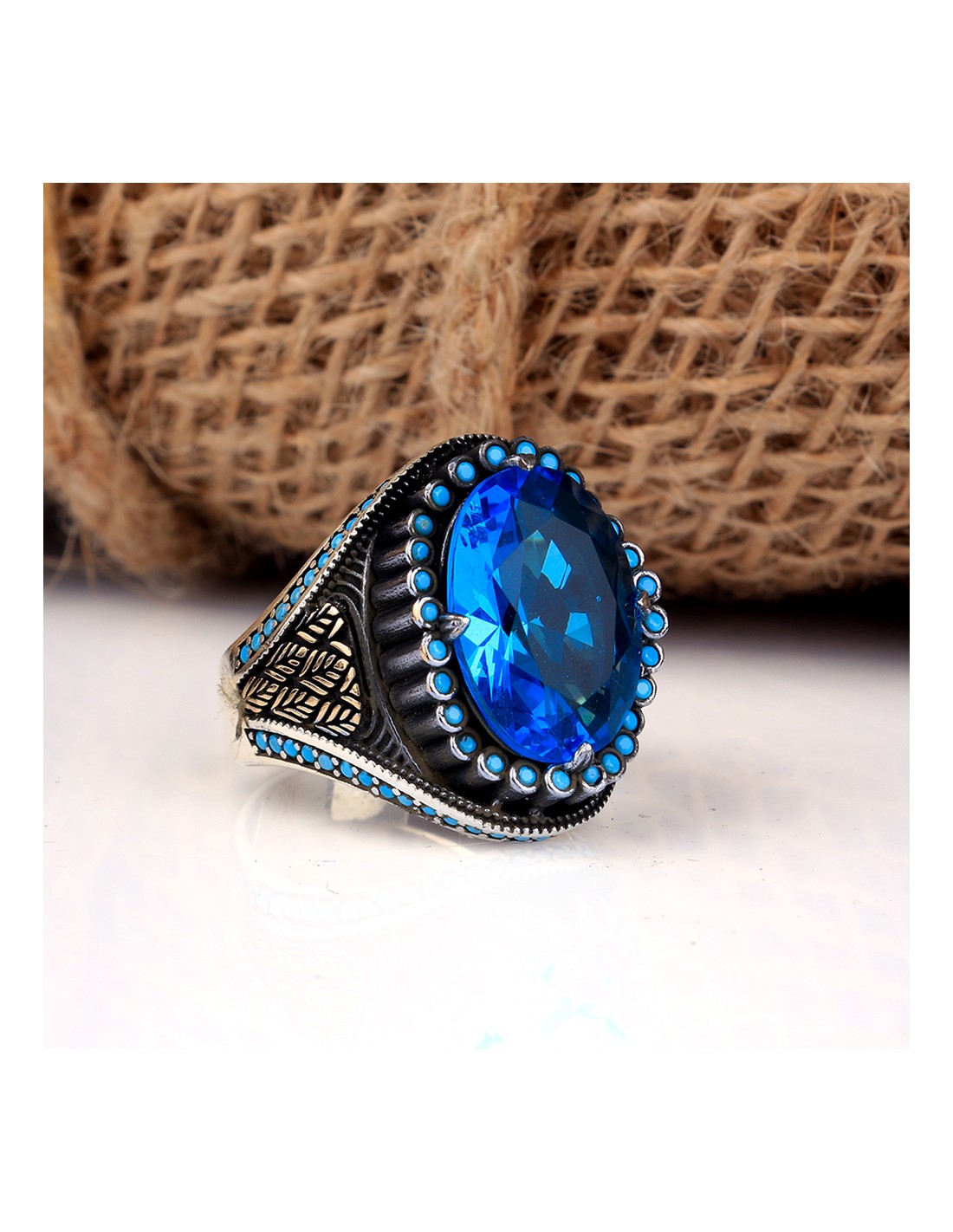 Celtic Stone Ring- Cosmic Orbit with Blue Zircon – Celtic Design Scotland