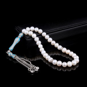 925 Sterling Silver Turquoise Stone Pearl Stone Rosary
