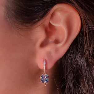 Klee Herz Stein Ohrringe aus 925er Sterling silber