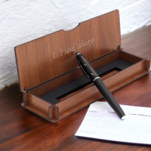 İsimli Kalem ve Not Yazılı Ahşap Hediye Kutu