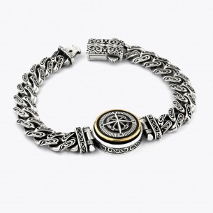 Compass Star Special Design Men's Silver Bracelet