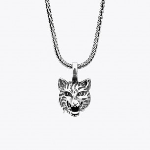 Wolf Motif 925 Sterling Silver Men's Necklace