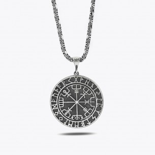 King Chain Viking Compass Silver Necklace