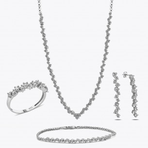 LYDIAN Premium 925 Sterling Silver Jewelry Set with Zircon Stones