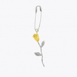 Ambush Silver and Gold Rose Charm Safety Pin Single Earring