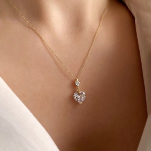 White Zircon Heart Sterling Silver Necklace