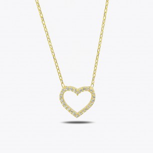 Zircon Stone Heart Sterling Silver Necklace