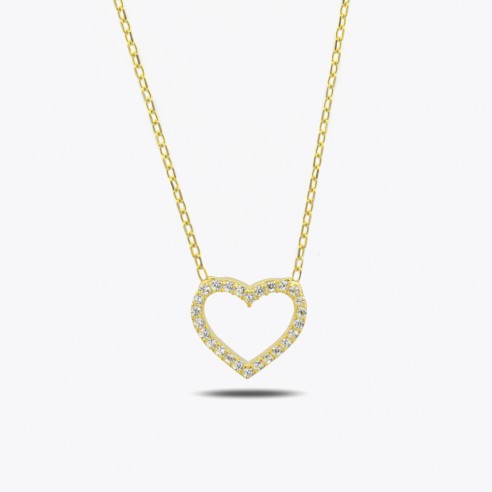 Zircon Stone Heart Sterling Silver Necklace