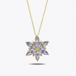 Purple Lotus Flower Sterling Silver Necklace