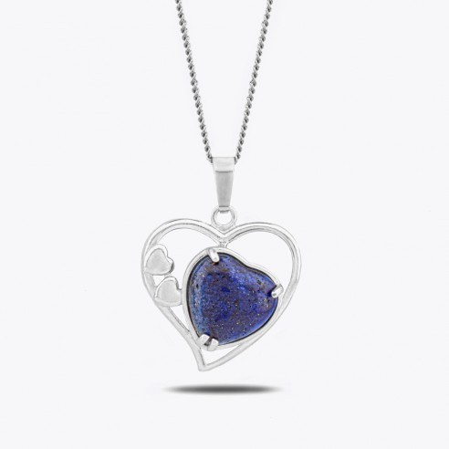 Lapis Natural Stone Heart Design Necklace