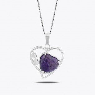 Amethyst Natural Stone Heart Design Necklace
