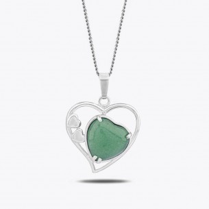 Aventurine Natural Stone Heart Design Necklace