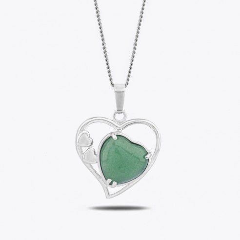 Aventurine Natural Stone Heart Design Necklace