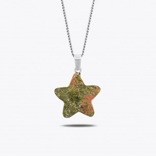 Unakite Natural Stone Star Necklace