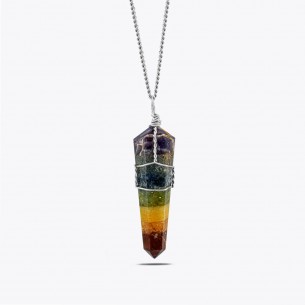 Chakra Natural Stone Wrapped Necklace