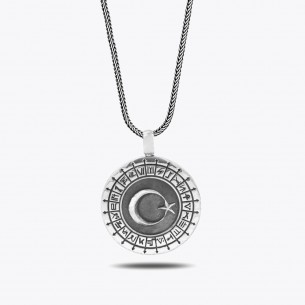 Crescent Star 925 Sterling Silver Necklace