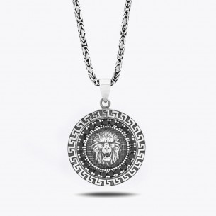 2,2 mm Königskette Löwenfigur 925 Sterling Silber Halskette