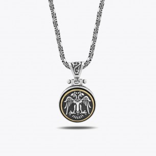 Double Headed Seljuk Eagle Special Design Silver Necklace