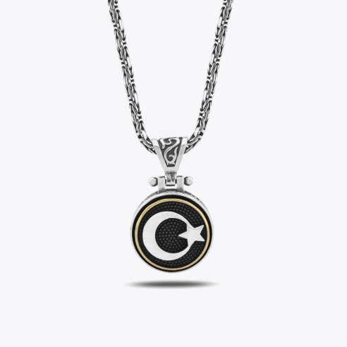 Mond Stern Maßgefertigtes Design Silber Halskette