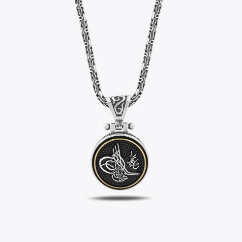 Osmanische Tughra Maßgefertigtes Design Silber Halskette