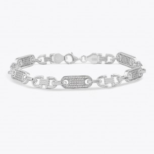 Valter Chain 6,8 mm Zircon Stone Special Design Bracelet - 925 Sterling Silver