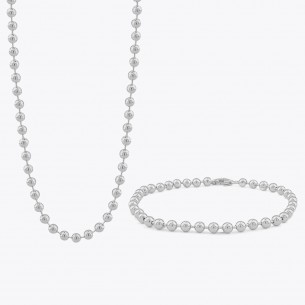 Ball Chain 4 mm Necklace and Bracelet Set - 925 Sterling Silver