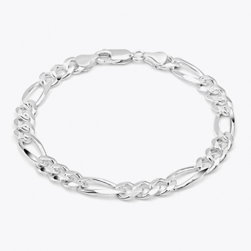 925 Sterling Silver Figaro Chain Bracelet (7,5mm)
