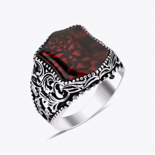 Agate Stone 925 Sterling Silver Men Ring