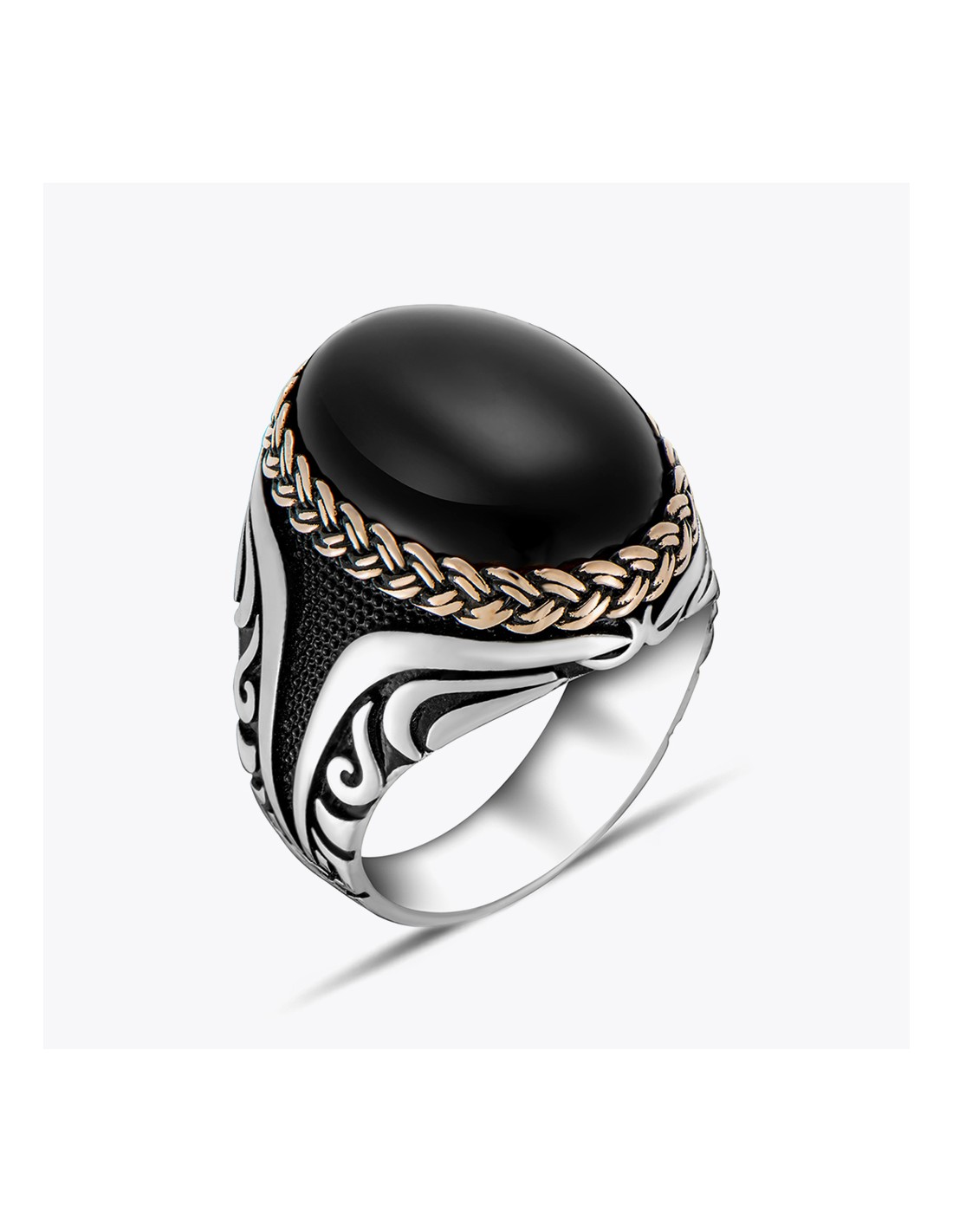 Buy Black Onyx Stone Silver Ring, Baroque Patterned Men's Ring, Black Stone  Men's Ring, Gift Men's Ring Online in India - Etsy