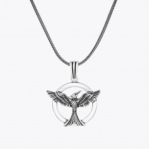 925 Sterling Silver Men Necklace with Phoenix Motifs