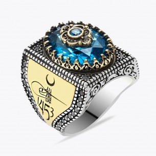 1453 Istanbul Blue Stone Handmade 925 Sterling Silver Ring