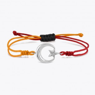 Red Yellow Rope Moon Star Silver Bracelet
