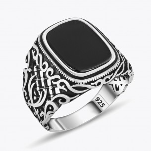 Onyx Stone Zulfiqar 925s Silver Ring